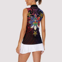 Haiti Philippines Women Sleeveless Polo Shirt Haitian Coat Of Arms With Filipino Sun