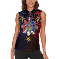 Haiti Philippines Women Sleeveless Polo Shirt Haitian Coat Of Arms With Filipino Sun