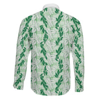 Hawaii Ti Leaf Maile Tuberose Lei Family Matching Puletasi and Hawaiian Shirt With Hanalei Leaf Green LT05 - Polynesian Pride