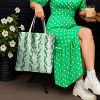 Hawaii Ti Leaf Maile Tuberose Lei Tote Bag With Hanalei Leaf Green LT05 - Polynesian Pride