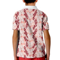 Hawaii Ti Leaf Maile Tuberose Lei Kid Polo Shirt With Hanalei Leaf Red