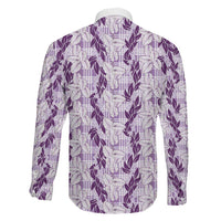 Hawaii Ti Leaf Maile Tuberose Lei Family Matching Puletasi and Hawaiian Shirt With Hanalei Leaf Purple LT05 - Polynesian Pride