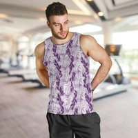Hawaii Ti Leaf Maile Tuberose Lei Men Tank Top With Hanalei Leaf Purple LT05 Purple - Polynesian Pride