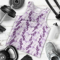 Hawaii Ti Leaf Maile Tuberose Lei Men Tank Top With Hanalei Leaf Purple LT05 - Polynesian Pride