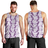 Hawaii Ti Leaf Maile Tuberose Lei Men Tank Top With Hanalei Leaf Purple LT05 - Polynesian Pride