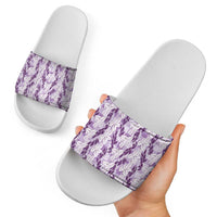 Hawaii Ti Leaf Maile Tuberose Lei Slide Sandals With Hanalei Leaf Purple
