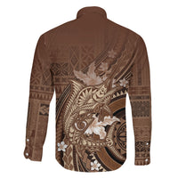 Samoa Tatau Marlin Family Matching Mermaid Dress and Hawaiian Shirt With Siapo Motifs Brown