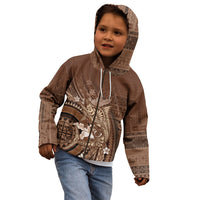 Samoa Tatau Marlin Kid Hoodie With Siapo Motifs Brown