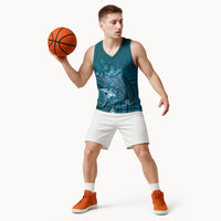 Samoa Tatau Marlin Basketball Jersey With Siapo Motifs Teal LT05 - Polynesian Pride