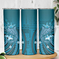 Samoa Tatau Marlin Skinny Tumbler With Siapo Motifs Teal LT05 - Polynesian Pride
