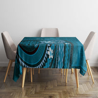 Samoa Tatau Marlin Tablecloth With Siapo Motifs Teal LT05 - Polynesian Pride