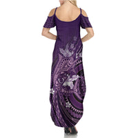 Samoa Tatau Marlin Summer Maxi Dress With Siapo Motifs Violet LT05 - Polynesian Pride
