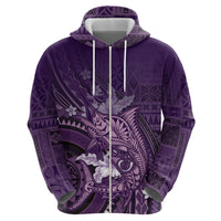 Samoa Tatau Marlin Zip Hoodie With Siapo Motifs Violet LT05 - Polynesian Pride