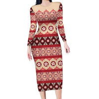Tonga Language Week Long Sleeve Bodycon Dress Lea Faka-Tonga Everyday - Polynesian Pride