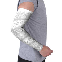 Tonga White Sunday Arm Sleeves Tongan Ngatu Siale Pattern - Polynesian Pride