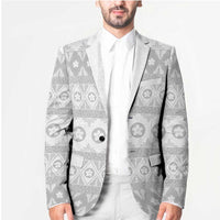 Tonga White Sunday Blazer Tongan Ngatu Siale Pattern - Polynesian Pride