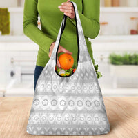 Tonga White Sunday Grocery Bag Tongan Ngatu Siale Pattern - Polynesian Pride