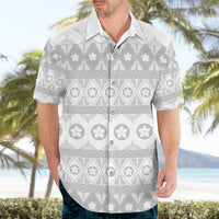 Tonga White Sunday Hawaiian Shirt Tongan Ngatu Siale Pattern - Polynesian Pride