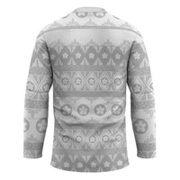 Tonga White Sunday Hockey Jersey Tongan Ngatu Siale Pattern LT05 - Polynesian Pride