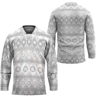 Tonga White Sunday Hockey Jersey Tongan Ngatu Siale Pattern LT05 - Polynesian Pride