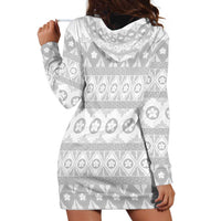Tonga White Sunday Hoodie Dress Tongan Ngatu Siale Pattern - Polynesian Pride