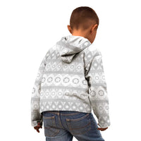 Tonga White Sunday Kid Hoodie Tongan Ngatu Siale Pattern - Polynesian Pride