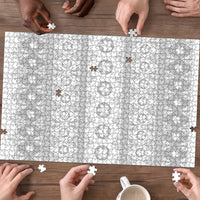 Tonga White Sunday Puzzle Tongan Ngatu Siale Pattern LT05 - Polynesian Pride
