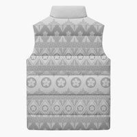 Tonga White Sunday Sleeveless Puffer Jacket Tongan Ngatu Siale Pattern LT05 - Polynesian Pride