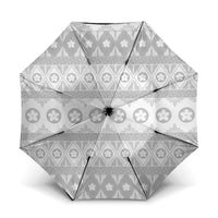 Tonga White Sunday Umbrella Tongan Ngatu Siale Pattern LT05 One Size Folded 11.42 inch Opened Diameter 37.4 inch White - Polynesian Pride