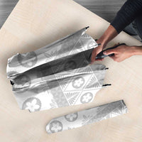 Tonga White Sunday Umbrella Tongan Ngatu Siale Pattern LT05 - Polynesian Pride