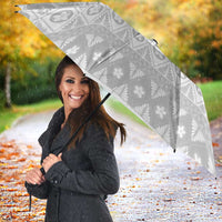 Tonga White Sunday Umbrella Tongan Ngatu Siale Pattern LT05 - Polynesian Pride