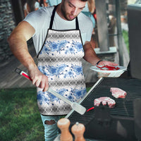 Samoa White Sunday Apron Samoan Tapa Blue Hibiscus LT05 - Polynesian Pride