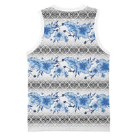 Samoa White Sunday Basketball Jersey Samoan Tapa Blue Hibiscus LT05 - Polynesian Pride