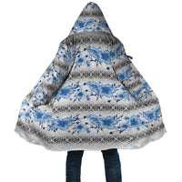 Samoa White Sunday Cloak Samoan Tapa Blue Hibiscus LT05 Unisex Blue - Polynesian Pride