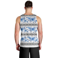 Samoa White Sunday Men Tank Top Samoan Tapa Blue Hibiscus - Polynesian Pride