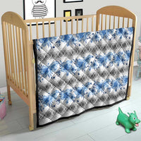 Samoa White Sunday Quilt Samoan Tapa Blue Hibiscus - Polynesian Pride