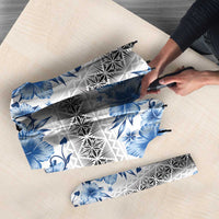 Samoa White Sunday Umbrella Samoan Tapa Blue Hibiscus LT05 - Polynesian Pride