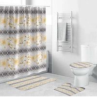 Samoa White Sunday Bathroom Set Samoan Tapa Yellow Hibiscus - Polynesian Pride