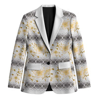Samoa White Sunday Blazer Samoan Tapa Yellow Hibiscus LT05 Unisex Yellow - Polynesian Pride