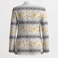 Samoa White Sunday Blazer Samoan Tapa Yellow Hibiscus LT05 - Polynesian Pride