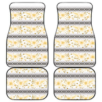 Samoa White Sunday Car Mats Samoan Tapa Yellow Hibiscus - Polynesian Pride