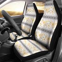 Samoa White Sunday Car Seat Cover Samoan Tapa Yellow Hibiscus - Polynesian Pride