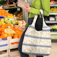 Samoa White Sunday Grocery Bag Samoan Tapa Yellow Hibiscus - Polynesian Pride