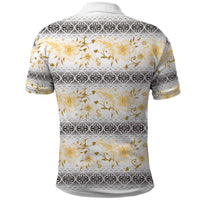 Samoa White Sunday Polo Shirt Samoan Tapa Yellow Hibiscus - Polynesian Pride