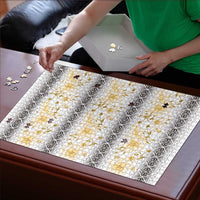 Samoa White Sunday Puzzle Samoan Tapa Yellow Hibiscus LT05 - Polynesian Pride