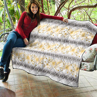Samoa White Sunday Quilt Samoan Tapa Yellow Hibiscus - Polynesian Pride