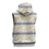 Samoa White Sunday Sleeveless Hoodie Samoan Tapa Yellow Hibiscus LT05 - Polynesian Pride