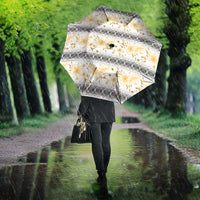 Samoa White Sunday Umbrella Samoan Tapa Yellow Hibiscus LT05 - Polynesian Pride