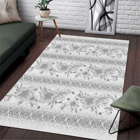 Samoa White Sunday Area Rug Samoan Tapa White Hibiscus - Polynesian Pride