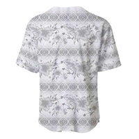 Samoa White Sunday Baseball Jersey Samoan Tapa White Hibiscus - Polynesian Pride